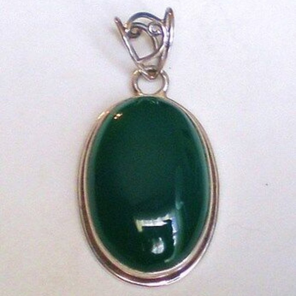 Gorgeous Huge Solid Sterling Silver 925 Green Aga… - image 3